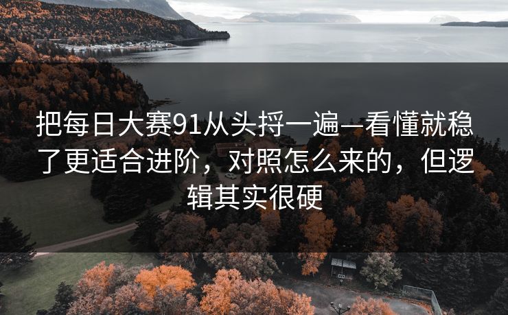 把每日大赛91从头捋一遍—看懂就稳了更适合进阶，对照怎么来的，但逻辑其实很硬